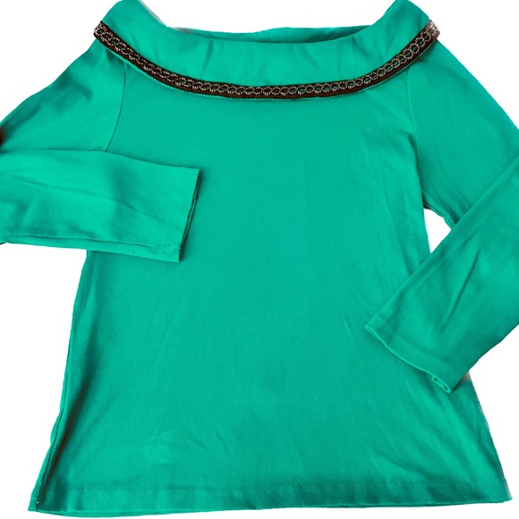 Rafaela Green Funnel Neck ribbed sweater - Picture 1 of 4